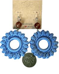 Cornflower blue daisy motif earrings