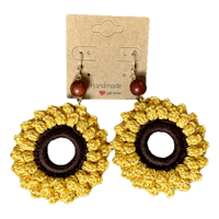 Large sunflower motif hypoallergenic earrings