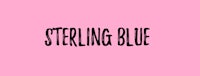 the word sterling blue on a pink background