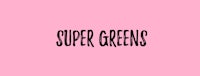 super greens logo on a pink background