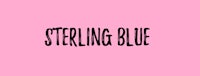 the word sterling blue on a pink background