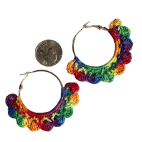 rainbow crochet hoop earrings