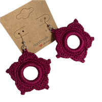 deep magneta star motif hypoallergenic earrings